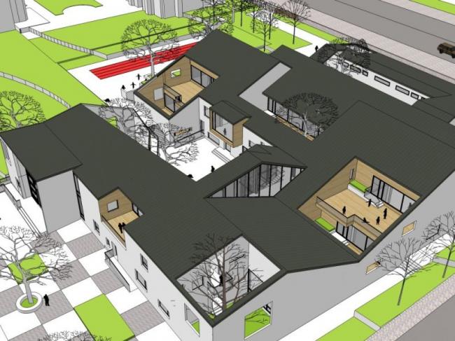 Sketchup学校模型|幼儿园，校园教育建筑，现代风格