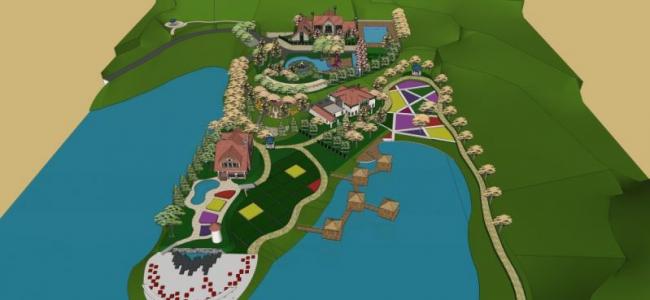 Sketchup景观模型|滨水景观，现代风格