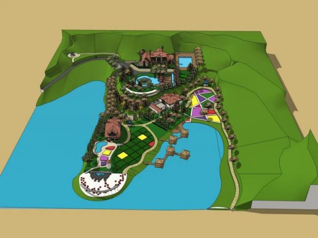 Sketchup景观模型|滨水景观，现代风格