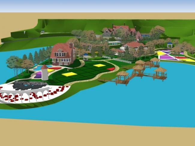 Sketchup景观模型|滨水景观，现代风格