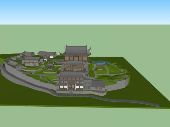 Sketchup古建筑模型|多层寺庙，古庙古寺，古建筑，中式风格