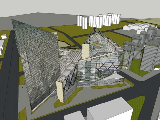 Sketchup办公模型|多高层办公楼，现代风格