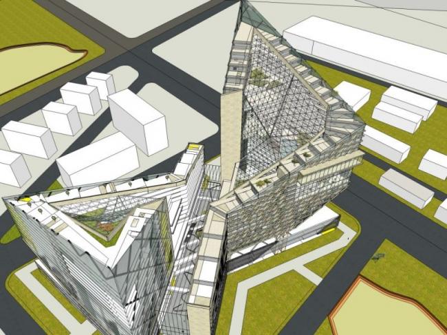 Sketchup办公模型|多高层办公楼，现代风格