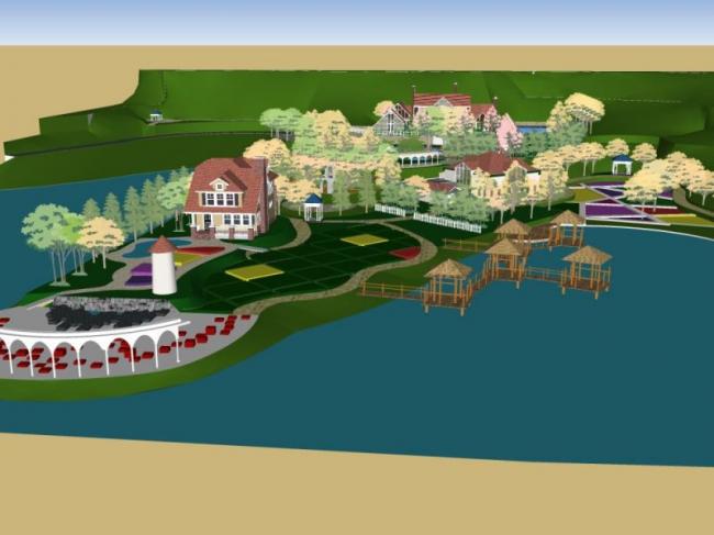 Sketchup景观模型|滨水景观，现代风格