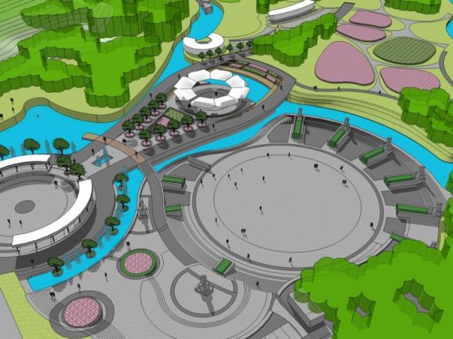Sketchup景观模型|公园景观，现代风格