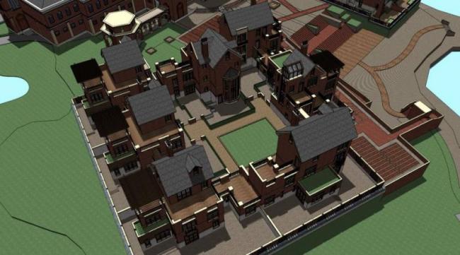 Sketchup学校模型|多层小学学校，校园教育建筑，英式风格，古典风格