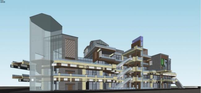 Sketchup综合体模型|高层商业办公综合体，现代风格