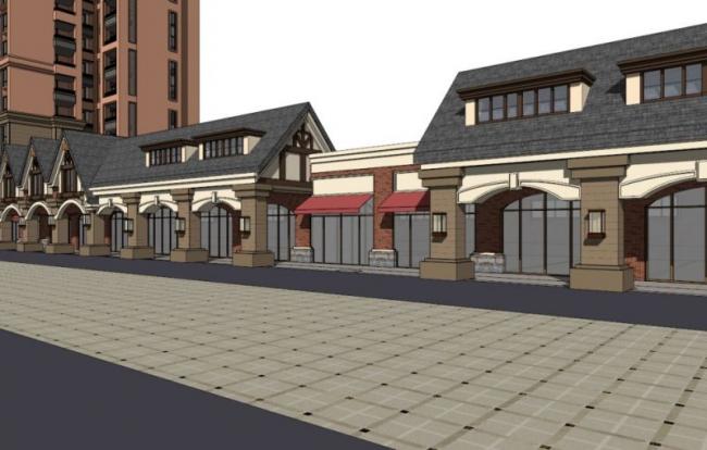 Sketchup住宅模型|高层住宅小区，底层商业，古典风格
