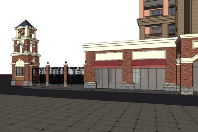 Sketchup住宅模型|高层住宅小区，底层商业，古典风格