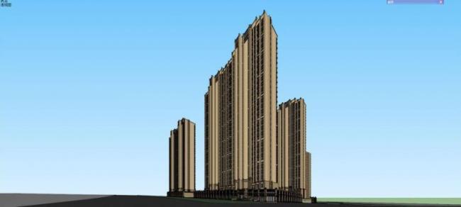Sketchup住宅模型|超高层住宅，底层商业，新古典风格