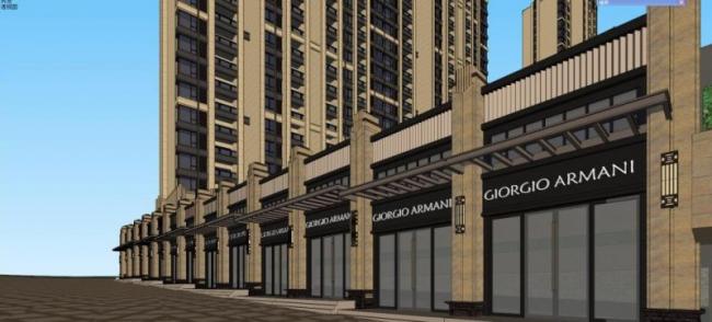 Sketchup住宅模型|超高层住宅，底层商业，新古典风格