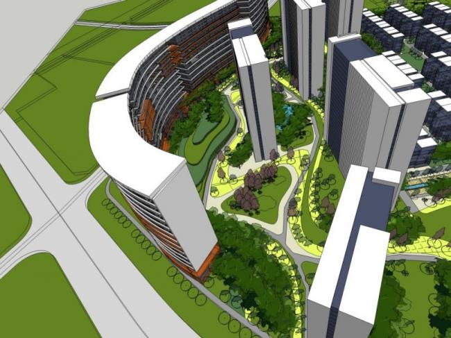 Sketchup景观模型|住宅景观，小区景观，现代风格