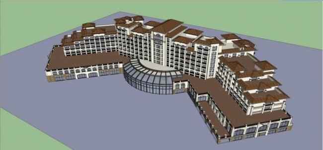 Sketchup酒店模型|多层酒店，西班牙，古典风格