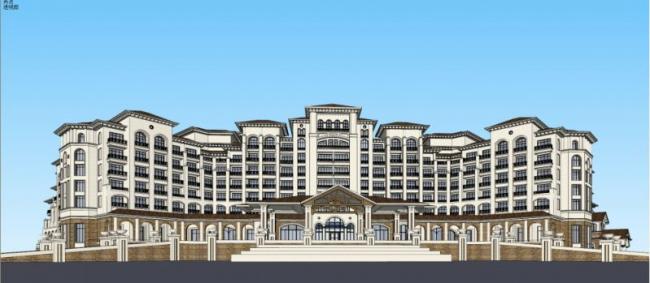 Sketchup酒店模型|多层酒店，西班牙，古典风格