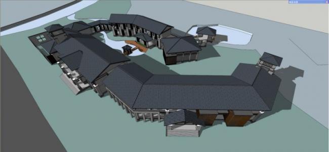 Sketchup商业模型|多层商业会所，现代中式风格