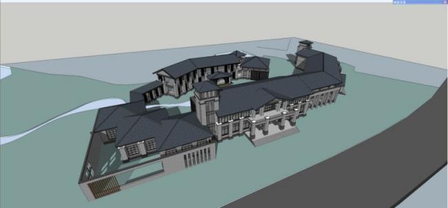 Sketchup商业模型|多层商业会所，现代中式风格