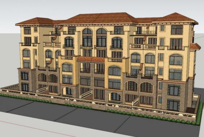 Sketchup住宅模型|多层住宅，居民楼，古典风格