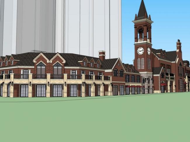 Sketchup商业模型|商业街，英式风格，古典