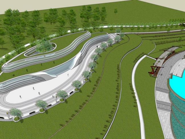 Sketchup景观模型|会所景观，现代风格