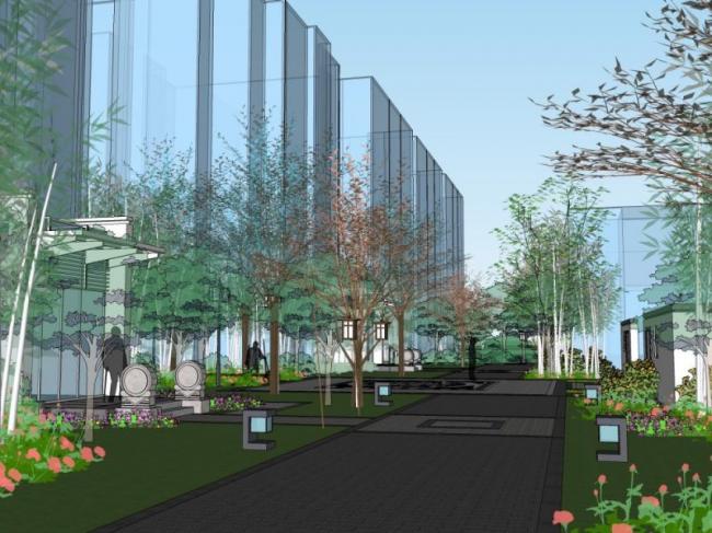 Sketchup景观模型|庭院景观，新中式风格