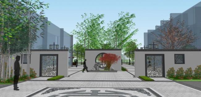 Sketchup景观模型|庭院景观，新中式风格