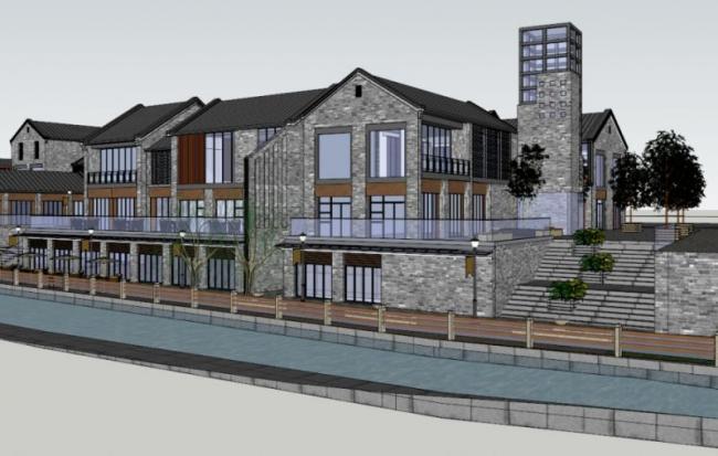 Sketchup商业模型|多层徽派商业街，现代中式