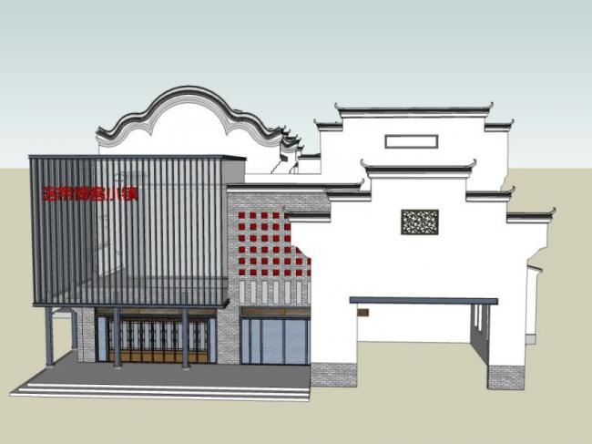 Sketchup商业模型|多层商业街，中式风格