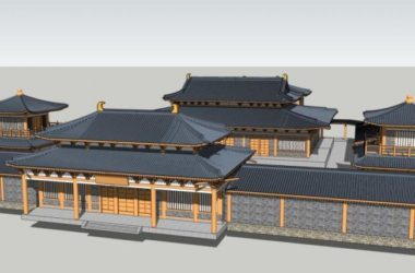 Sketchup古建筑模型|多层古庙建筑群，古建筑，中式风格-BIM建筑网