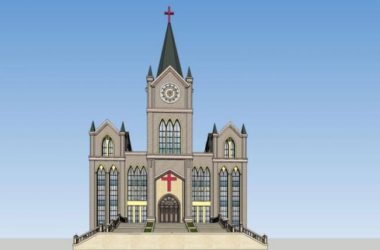 Sketchup文化模型|多层教堂，文化建筑，古典风格-BIM建筑网