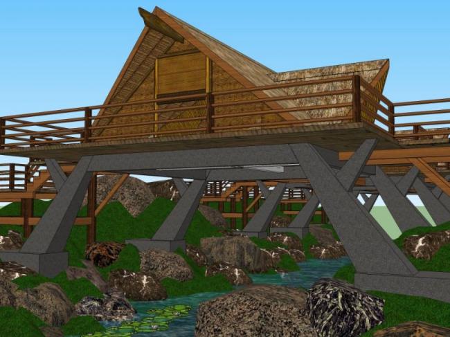 Sketchup文化模型|多层游客中心，文化建筑，古典风格