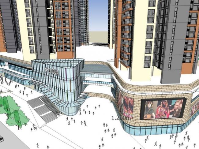 Sketchup综合体模型|多高层商业综合体，现代风格