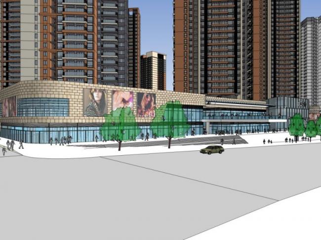 Sketchup综合体模型|多高层商业综合体，现代风格