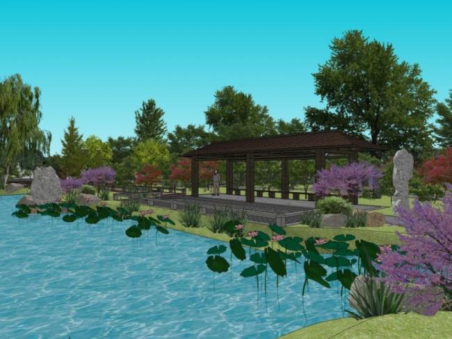 Sketchup景观模型|中式园林，园林景观，中式风格