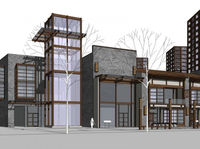 Sketchup综合体模型|多高层商业综合体，现代风格
