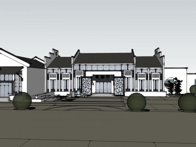 Sketchup车站路桥|候船厅，现代中式风格