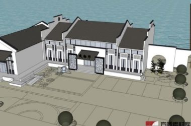 Sketchup车站路桥|候船厅，现代中式风格-BIM建筑网