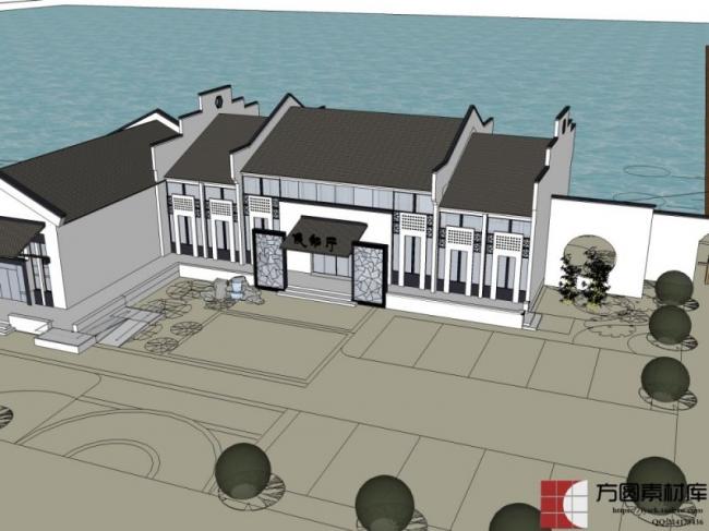 Sketchup车站路桥|候船厅，现代中式风格