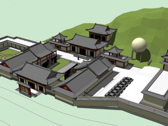 Sketchup古建筑模型|多层五台山寺院，古寺古庙，古建筑，中式风格