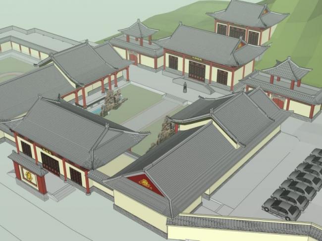 Sketchup古建筑模型|多层五台山寺院，古寺古庙，古建筑，中式风格