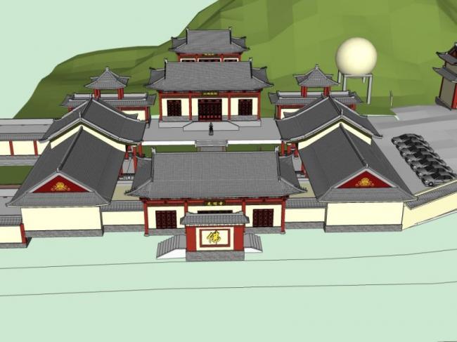 Sketchup古建筑模型|多层五台山寺院，古寺古庙，古建筑，中式风格