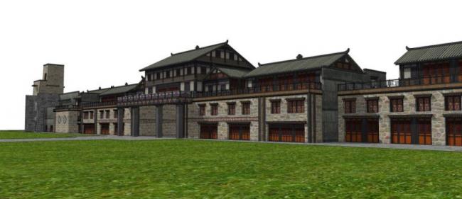 Sketchup商业模型|多层商业街，中式风格