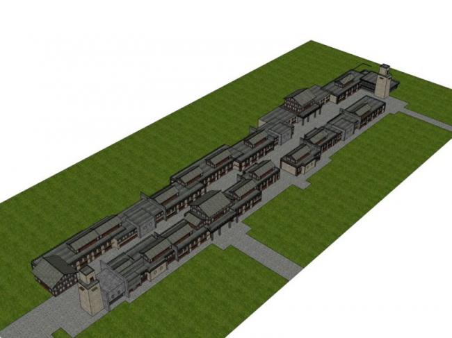 Sketchup商业模型|多层商业街，中式风格