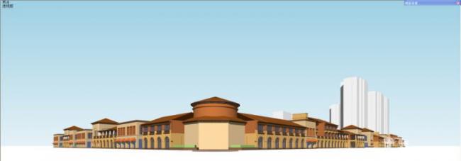 Sketchup商业模型|商业街，西班牙风格，古典风格