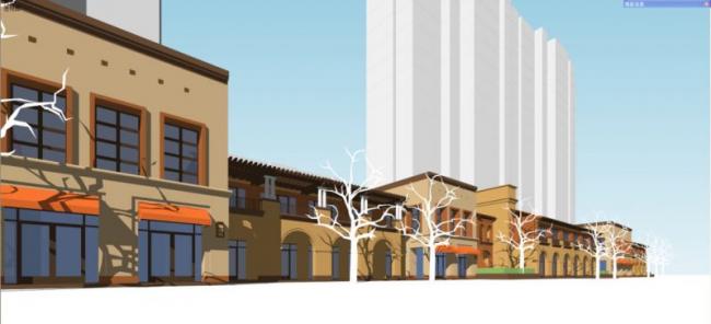 Sketchup商业模型|商业街，西班牙风格，古典风格