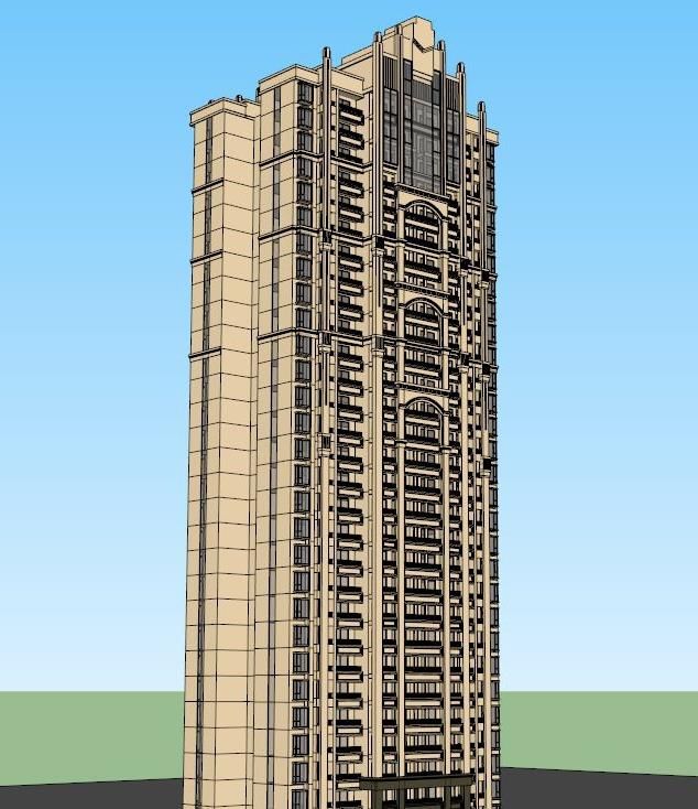 Sketchup住宅模型|高层住宅，古典风格