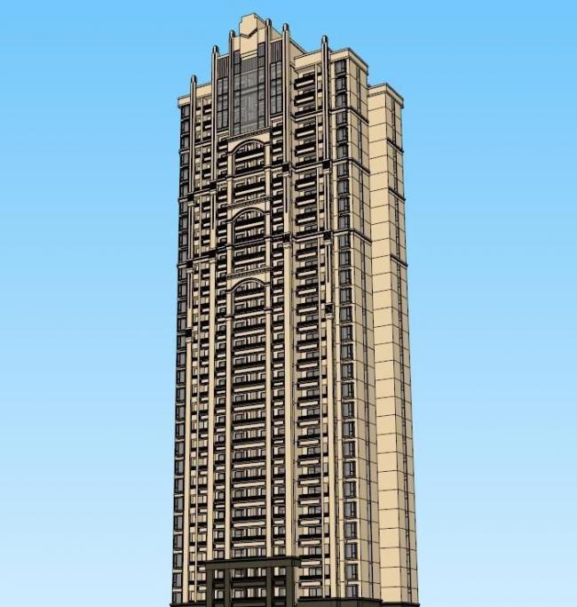 Sketchup住宅模型|高层住宅，古典风格