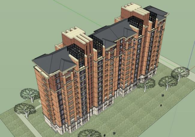 Sketchup住宅模型|高层住宅，古典风格