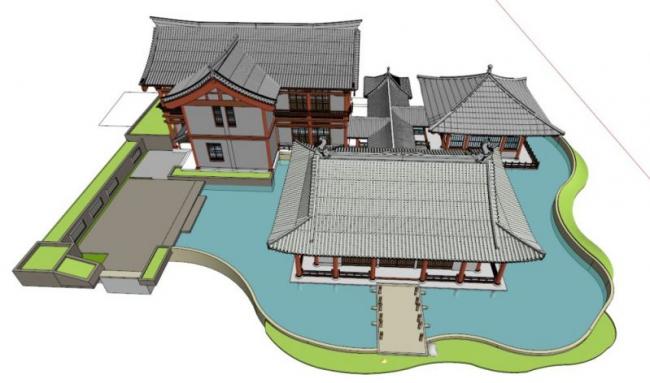 Sketchup古建筑模型|多层园林，宋代古建，中式园林，中式风格