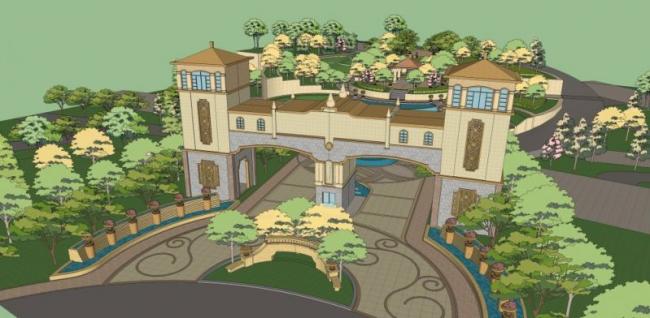 Sketchup景观模型|住宅景观，古典风格