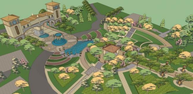 Sketchup景观模型|住宅景观，古典风格